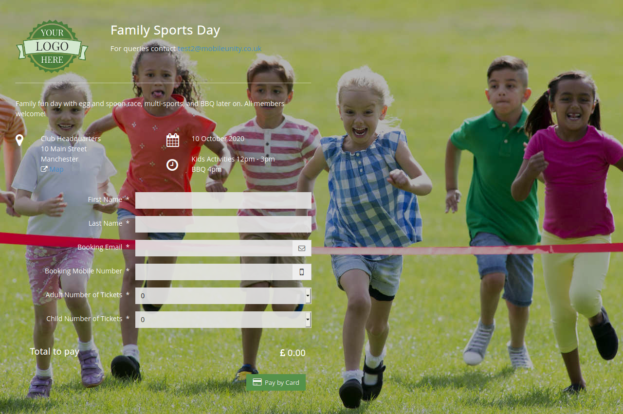 Screenshot of Parent with Multiple Children Sports Day page