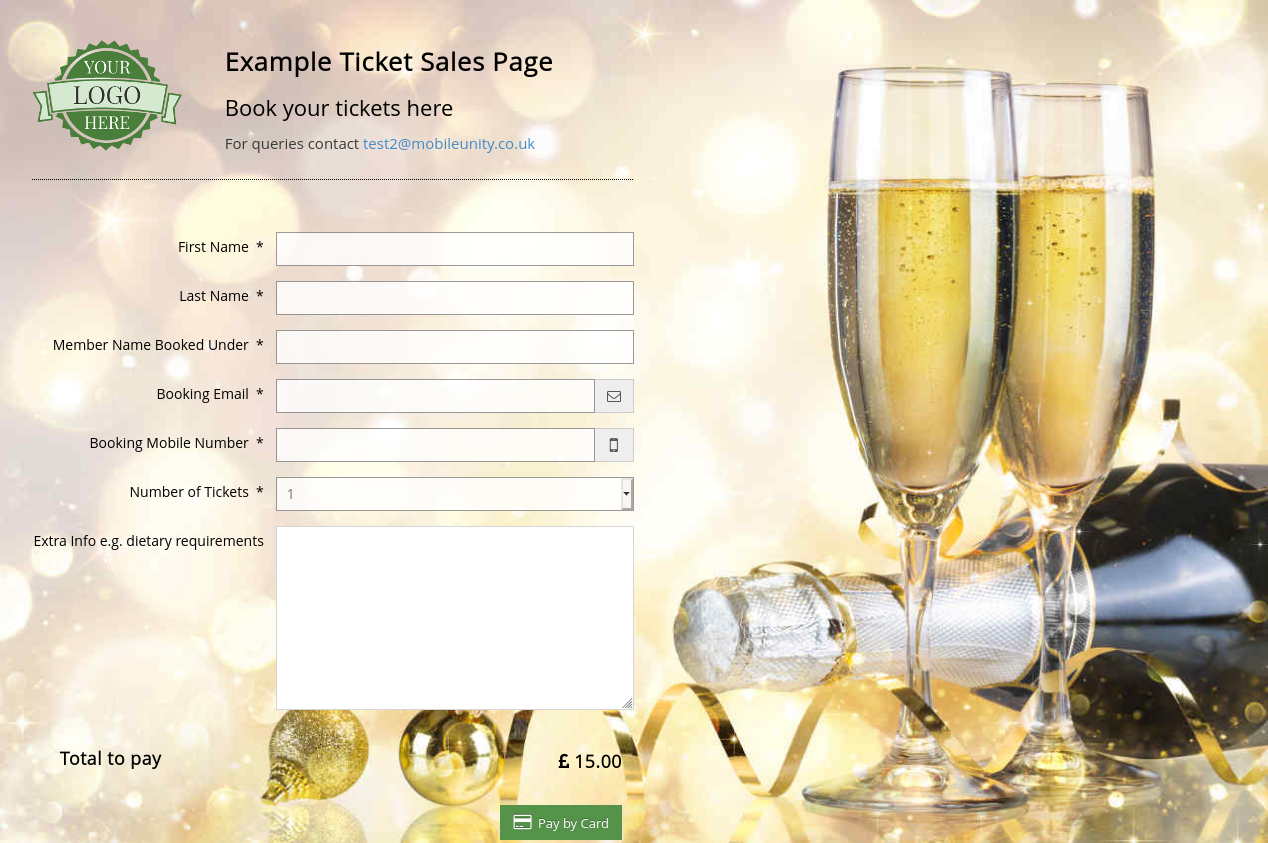 Screenshot of Ticket Sales 2 Purchasing page